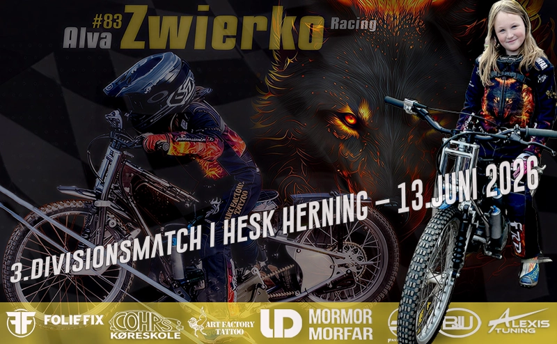 Oplev 3. Divisions Speedway Match i Herning, hvor Alva, Caroline, Magi og Vega kæmper om point og værdifuld erfaring. Kom og støt dem til en spændende dag med fart og fællesskab!